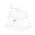 Hand-held coffee grinder sketch. Art design element monochrome stock vector illustration Royalty Free Stock Photo
